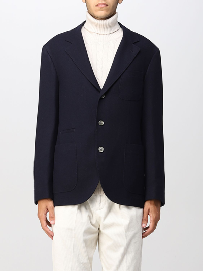 Shop Brunello Cucinelli Cashmere And Silk Cardigan In Blue