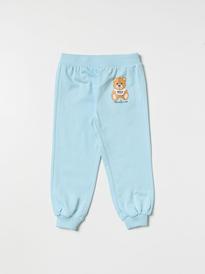 Shop Moschino Baby Cotton Jogging Pants In Gnawed Blue