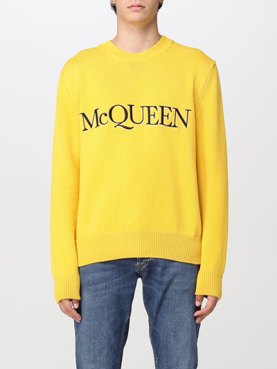Shop Alexander Mcqueen Crewneck Sweater In Yellow