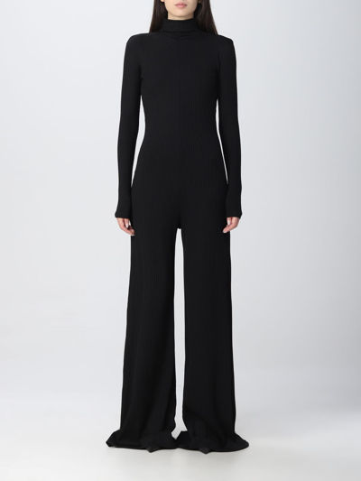 Shop Balenciaga Long Ribbed Jumpsuit In Black