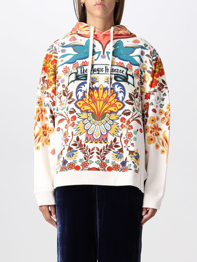 Shop Etro Oversize Printed Hoodie In White