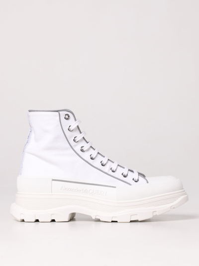 Shop Alexander Mcqueen Leather Ankle Boots In White