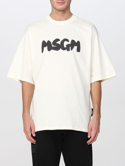 Shop Msgm T-shirt  Men In Ivory