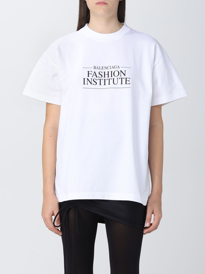 Shop Balenciaga Cotton T-shirt With Logo In White
