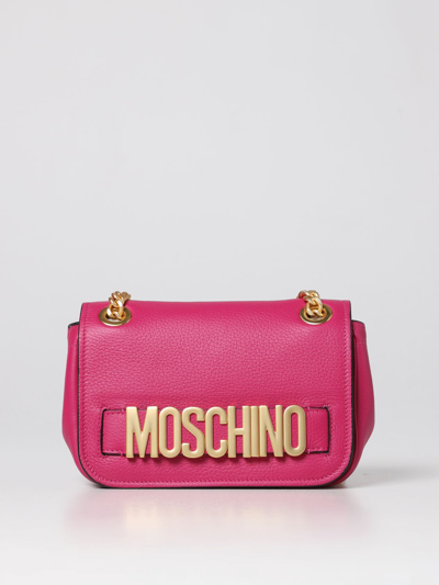 Shop Moschino Couture Leather Bag In Fuchsia