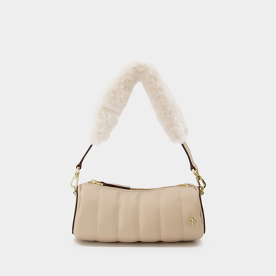 Manu Atelier Mini Padded Cylinder Hand Bag In Beige