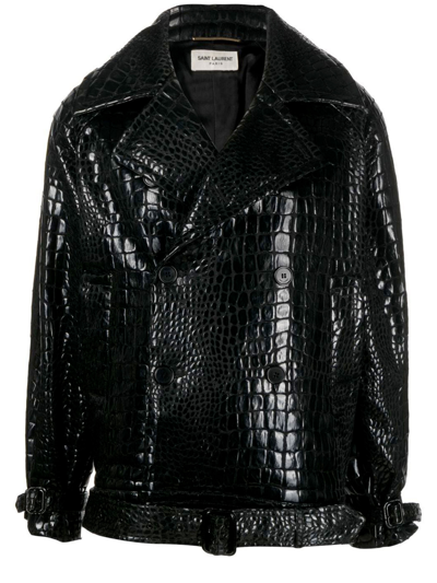Shop Saint Laurent Black Leather Jacket