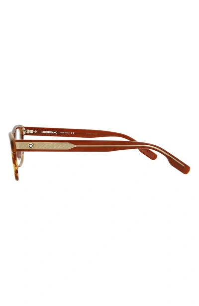 Montblanc 55mm Square Optical Glasses In Havana Brown Transparent