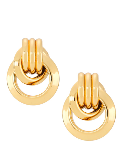 Shop Kenneth Jay Lane Women's Love Knot Doorknocker Gold-plated Earrings In Polished Gold