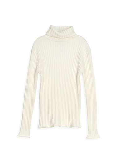 Shop Mini Molly Girl's Knit Rolled-neck Sweater In Off White