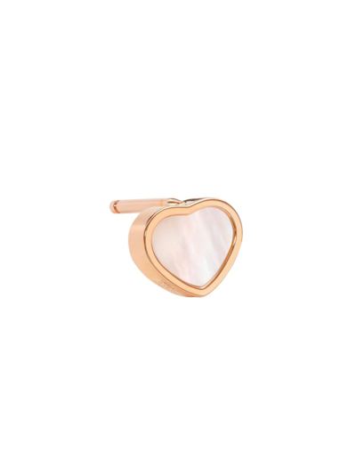 Shop Chopard Women's My Happy Hearts 18k Rose Gold & Mother-of-pearl Single Stud Earring In Pink Gold