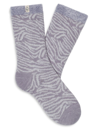 Shop Ugg Women's Josephine Fleece-lined Crew Socks In Cloudy Grey Zebra