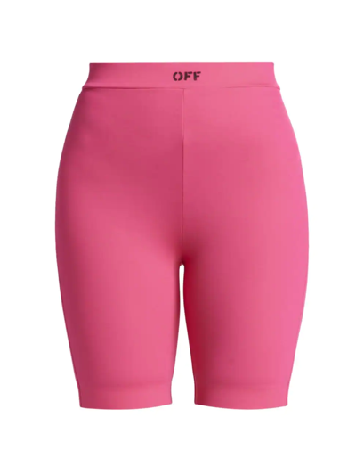 Shop Off-white Women's Logo Biker Shorts In Fuchsia Black