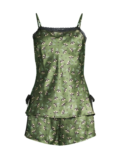 Shop Morgan Lane Women's Empress Floral Pajama Set In Green Envy