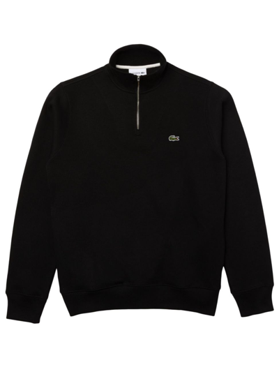Shop Lacoste Men's Zip Cotton Sweatshirt In Black