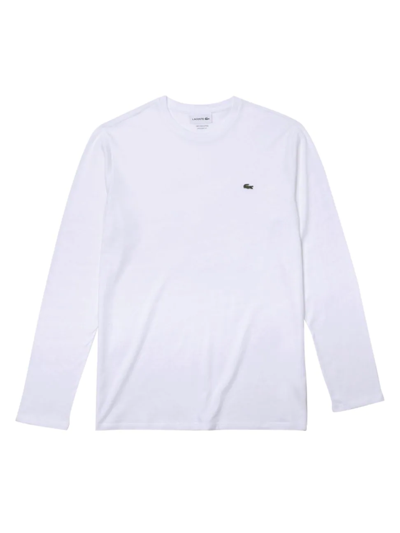 Shop Lacoste Men's Embroidered Crocodile Long-sleeve T-shirt In White