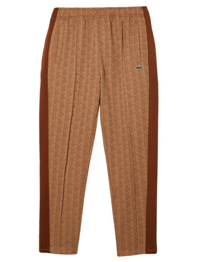 Lacoste Monogram Logo Track Pants In Beige/orange | ModeSens