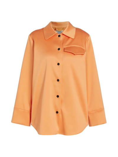 Shop Baum Und Pferdgarten Women's Beryl Satin Button-up Shirt In Orange Sorbet