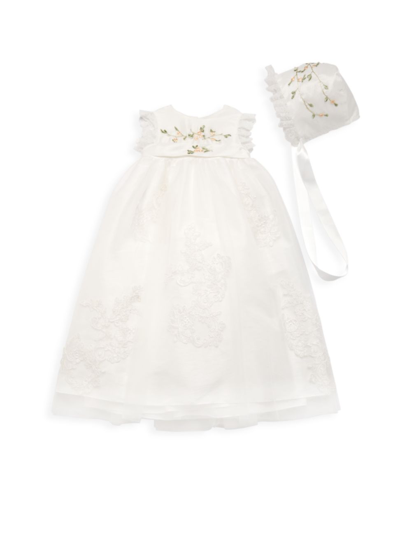 Shop Macis Design Baby Girl's Embroidered Floral Lace Dress In Ivory Multi