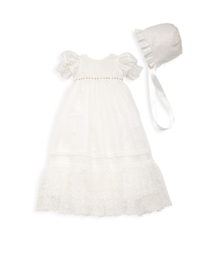 Shop Macis Design Baby Girl's Beaded Floral Lace Dress In Ivory