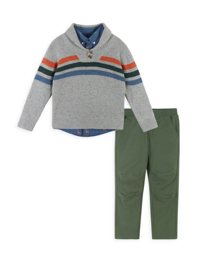 Shop Andy & Evan Baby's, Little Boy's & Boy's Three-piece Sweater, Shirt & Pants Set In Grey