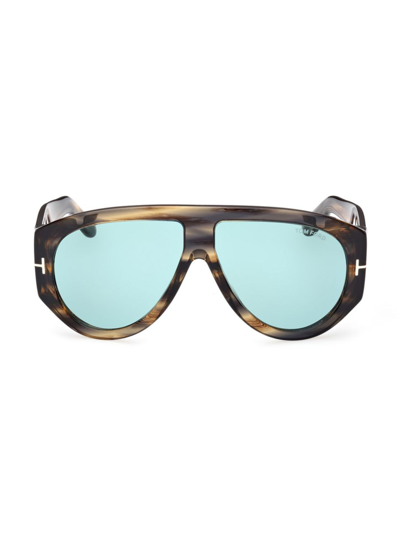 Shop Tom Ford Men's 61mm Aviator Plastic Sunglasses In Havana Turquoise