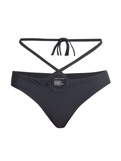 Shop Christopher Esber Women's Looped Tie Bikini Bottom In Charcoal