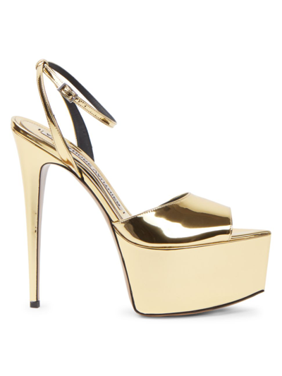 Shop Alexandre Vauthier Women's Jaki 90 Patent Platform Sandals In Oro
