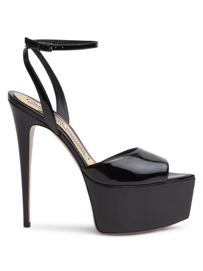 Shop Alexandre Vauthier Women's Jaki 90 Patent Platform Sandals In Nero