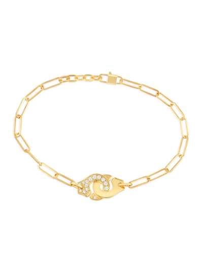 Shop Dinh Van Women's Menottes  R10 18k Yellow Gold & Diamond Handcuff Bracelet