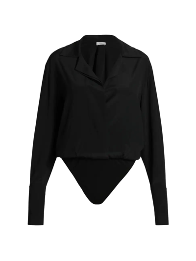 Shop A.l.c Women's Diana Notch-collar Bodysuit In Black