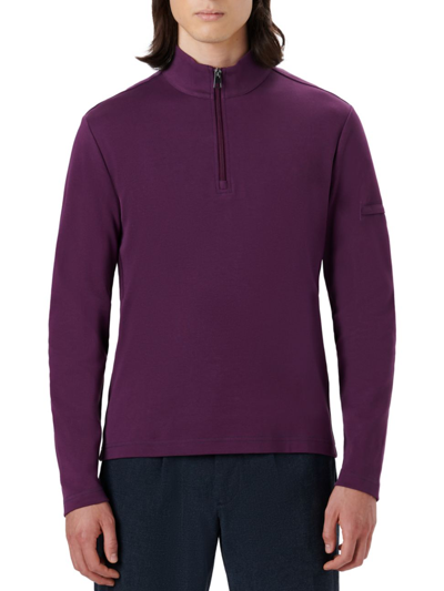 Shop Bugatchi Men's Knit Quarter-zip Pullover In Plum