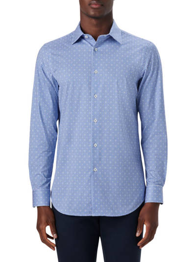 Shop Bugatchi Men's James Tech Cotton Button-up Shirt In Classic Blue
