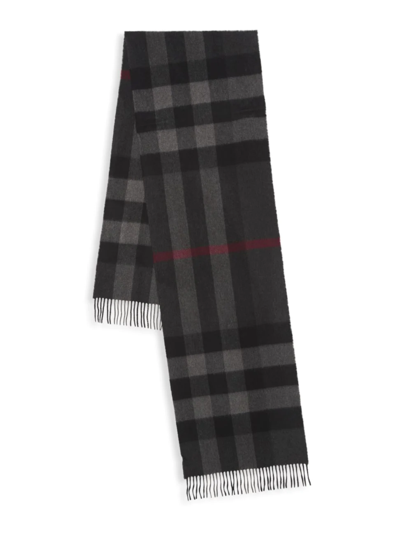 Shop Burberry Men's Cashmere Mega Check Scarf In Charcoal