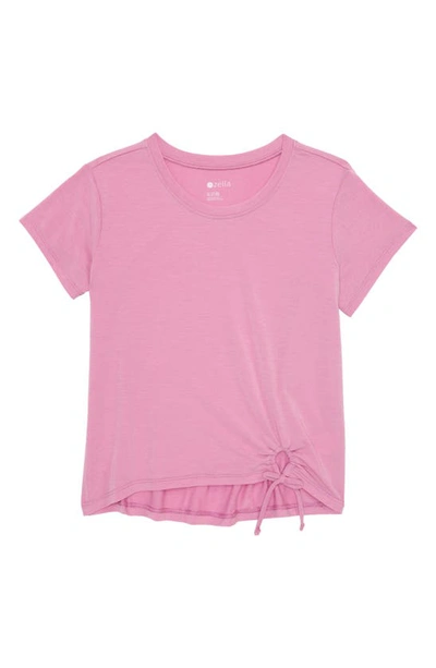 Shop Zella Girl Kids' Tied Up T-shirt In Purple Opera