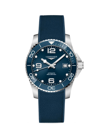 Shop Longines Men's Hydroconquest 39mm Stainless Steel Automatic Watch In Blue