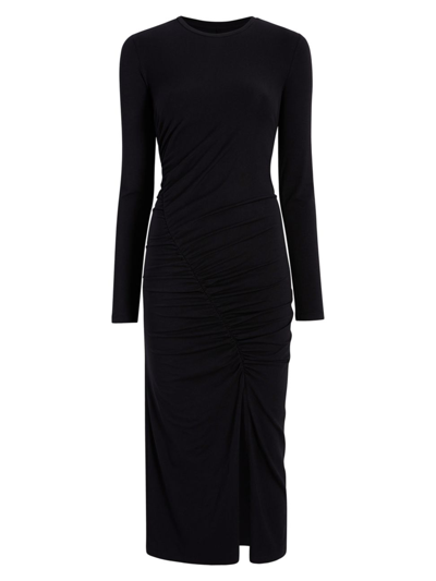 Shop Another Tomorrow Women's Ruched Long-sleeve Sweaterdress In Black