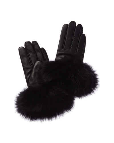 Shop La Fiorentina Leather Glove In Black