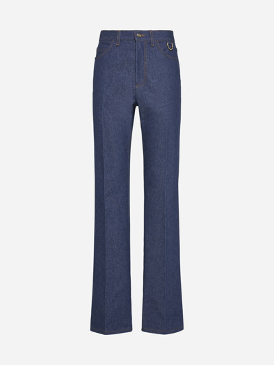 Shop Fendi Flared Jeans In Blue
