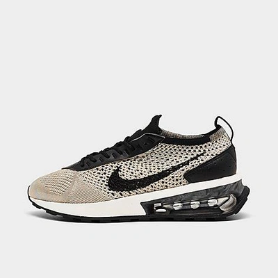 Shop Nike Women's Air Max Flyknit Racer Casual Shoes In Sesame/black/ocean Cube/pink Oxford