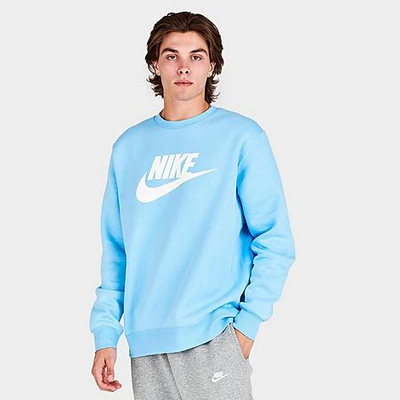 Shop Nike Sportswear Club Fleece Futura Logo Crewneck Sweatshirt In Blue Chill