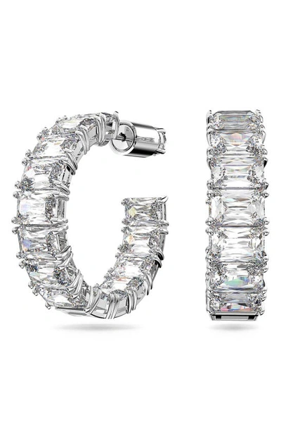 Shop Swarovski Millenia Hoop Earrings In Silver / Clear Crystal