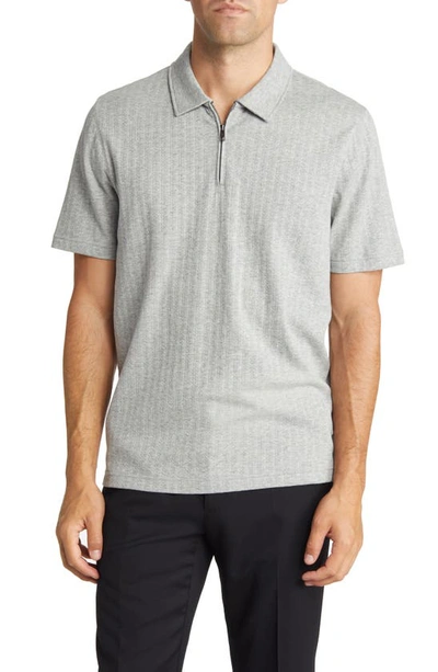 Shop Ted Baker Speysid Textured Zip Polo In Grey Marl