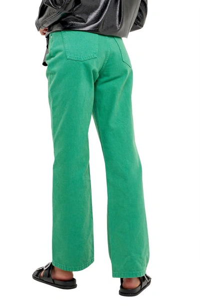Shop Grey Lab Color Wash Wide Leg Jeans In Green