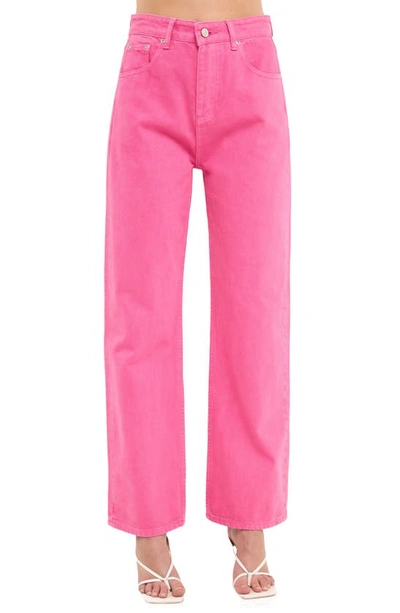 Shop Grey Lab Color Wash Wide Leg Jeans In Pink