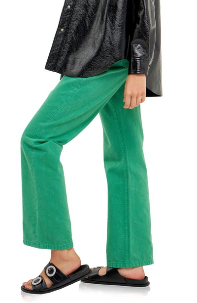 Shop Grey Lab Color Wash Wide Leg Jeans In Green