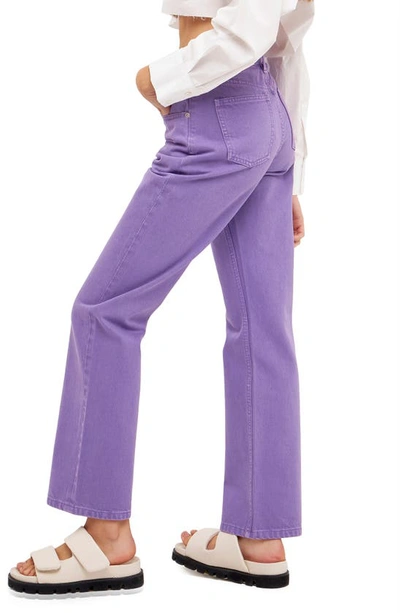 Shop Grey Lab Color Wash Wide Leg Jeans In Purple