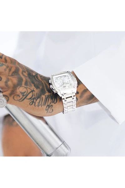 Shop Jbw Echelon Platinum Series Pavé Diamond Multifunction Bracelet Watch, 41mm In Silver