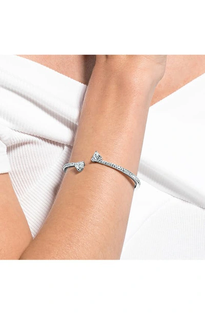 Swarovski Attract Soul Heart Rhodium Plated Bangle In Silver