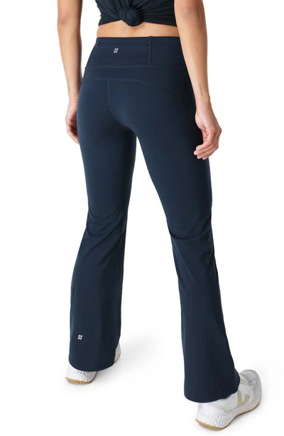 Shop Sweaty Betty Power Kick Flare Trousers In Navy Blue